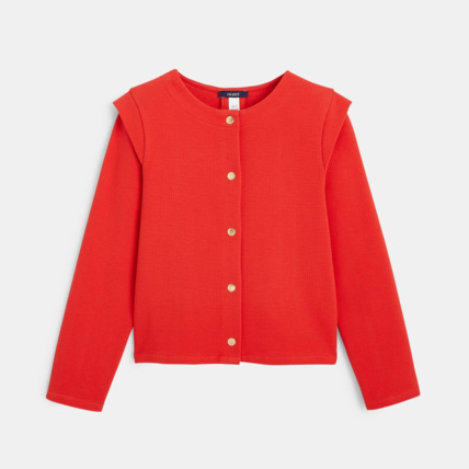 Avis Sweat côtelé à effet de manches rouge fille OKAIDI 1