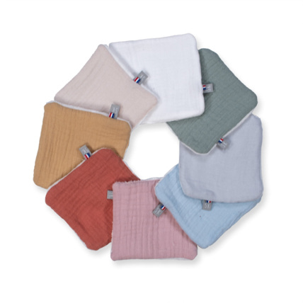 Avis Lot de 8 lingettes lavables, semainier en gaze de coton, Jeanne Sevira Kids 1