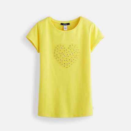 Avis T-shirt à motifs 3D jaune fille OKAIDI 1