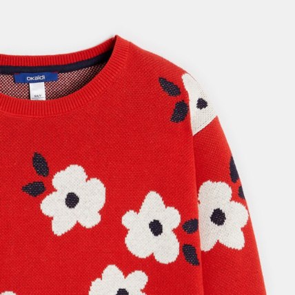 Avis Pull jacquard à fleurs bleu fille OKAIDI 3