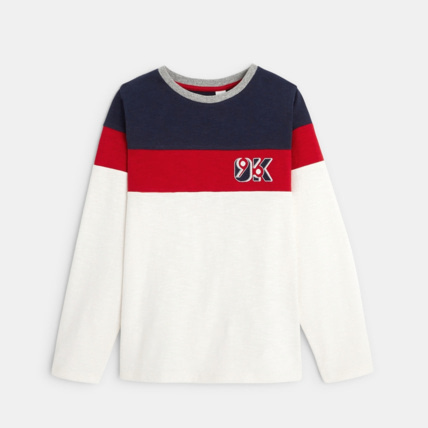 Avis T-shirt tricolore à larges rayures OK96 beige garçon OKAIDI 2