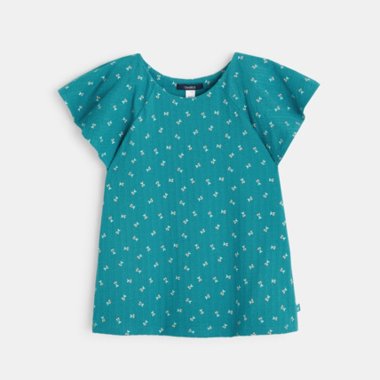 Avis T-shirt gaufré à petits motifs vert fille OKAIDI 1