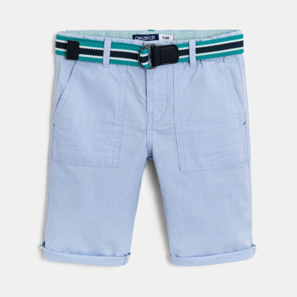 Avis Bermuda en toile ceinturé bleu garçon OKAIDI 1
