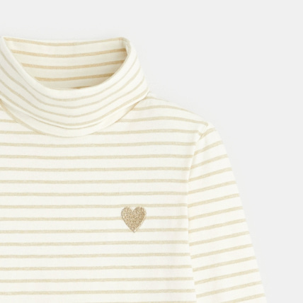 Avis T-shirt col roulé avec broderie cœur blanc fille OKAIDI 3