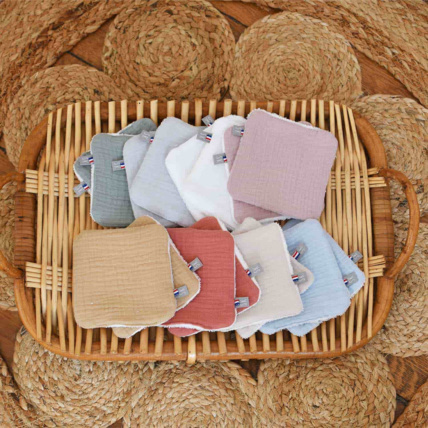 Avis Lot de 8 lingettes lavables, semainier en gaze de coton, Jeanne Sevira Kids 2