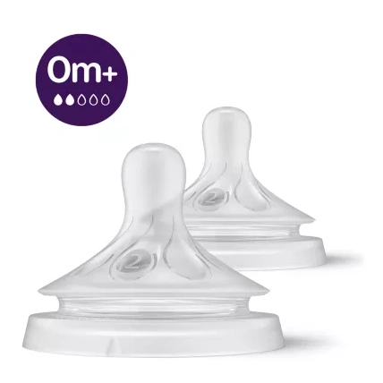 Avis Lot de 2 tétines Natural à Réponse Naturelle - Débit 0m+ Philips Avent 1