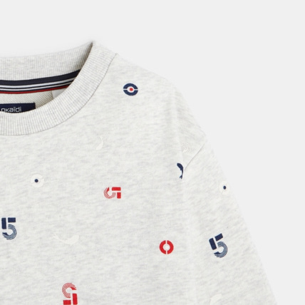 Avis Sweat molleton chiné imprimé chiffres gris garçon OKAIDI 2