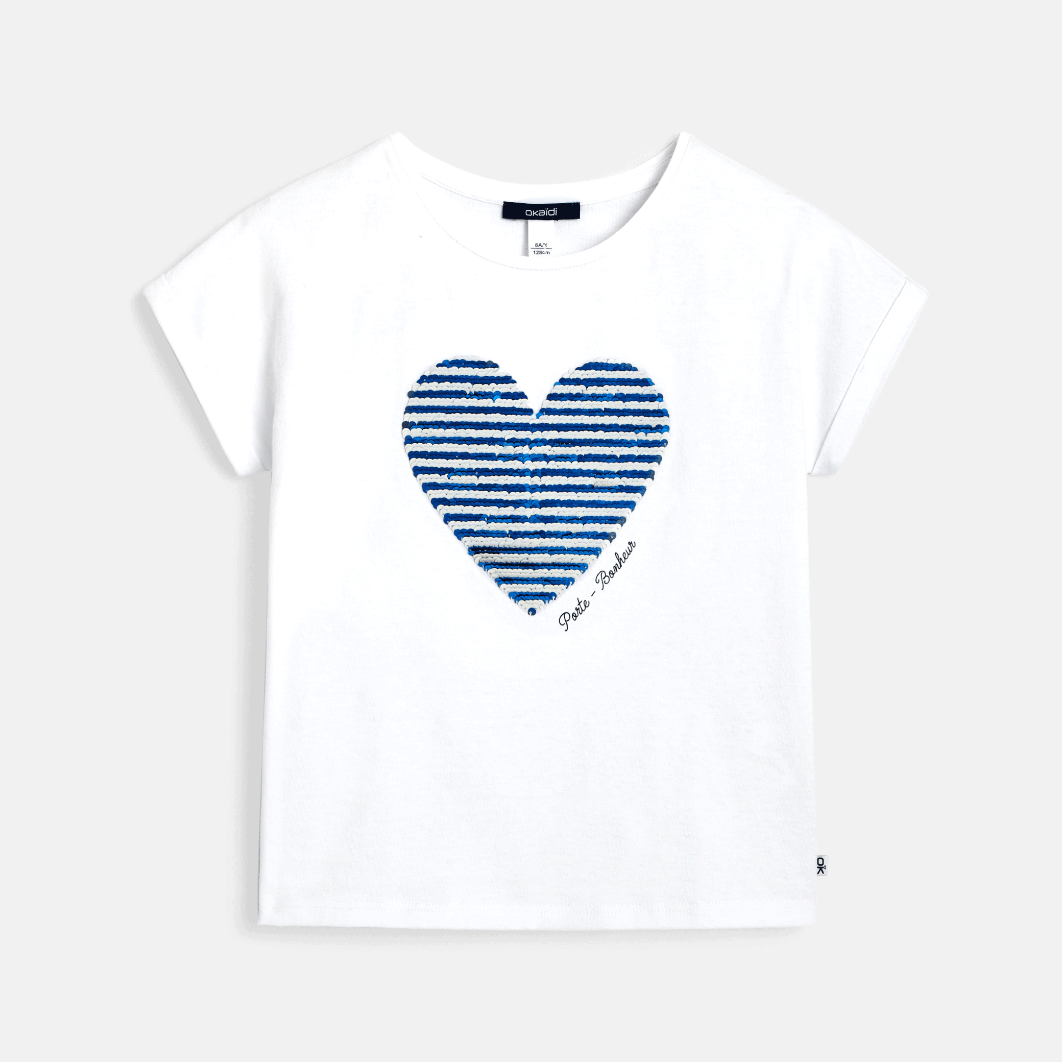 Avis T-shirt à sequins magiques Motif Coccinelle bleu fille OKAIDI 5