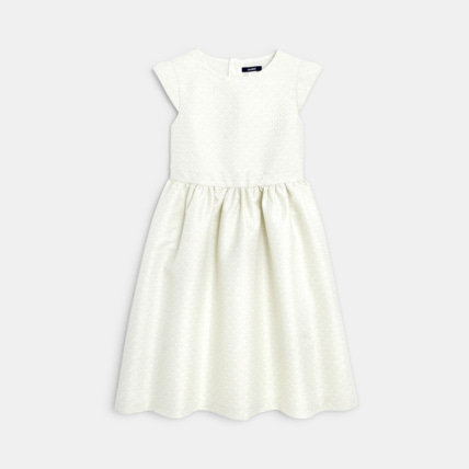 Avis Robe manches courtes effet brocart blanche fille OKAIDI 1