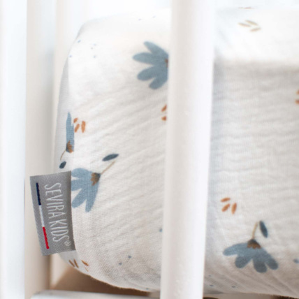Avis Drap-housse en gaze de coton, Bleuet Sevira Kids 3
