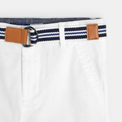 Avis Bermuda stretch imprimé ceinturé blanc garçon OKAIDI 3