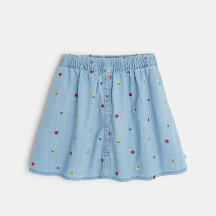 Avis Jupe évasée rayée et gaufrée bleue fille OKAIDI 1