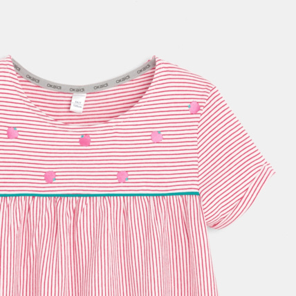 Avis Robe rayée et brodée rose fille OKAIDI 2