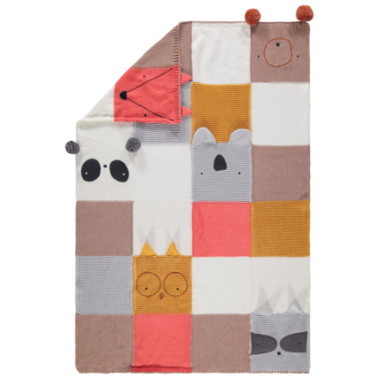 Avis Couverture en tricot à animaux fantaisie effet patchwork Prémaman 1