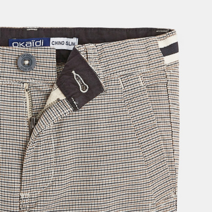 Avis Pantalon Chino slim à petit carreaux blanc garçon OKAIDI 3