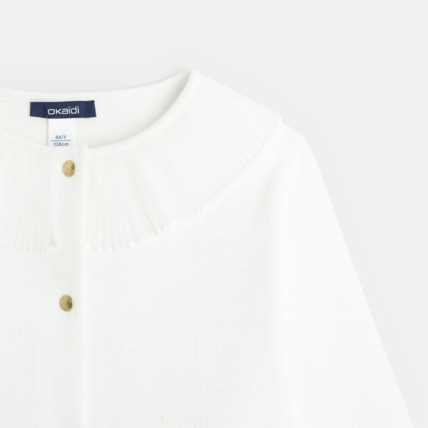 Avis Cardigan à col collerette blanc fille OKAIDI 2
