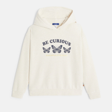 Avis Sweat-shirt à capuche motif papillon beige fille OKAIDI 2