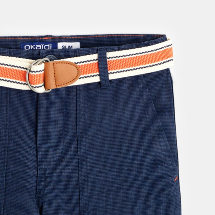 Avis Bermuda slim en toile + ceinture bleu garçon OKAIDI 2
