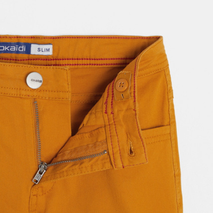 Avis Bermuda slim en toile hyper-stretch jaune garçon OKAIDI 2