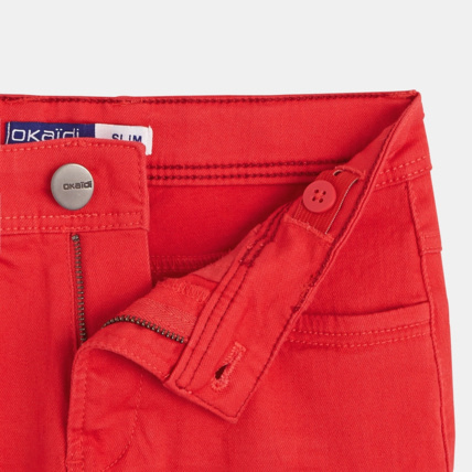Avis Bermuda slim en toile hyper-stretch rouge garçon OKAIDI 4