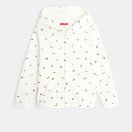 Avis Sweat-shirt à capuche à petits motifs imprimés blanc fille OKAIDI 1