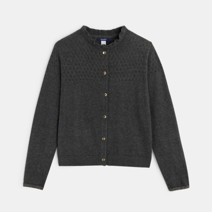 Avis Gilet fin en maille fantaisie gris fille OKAIDI 2