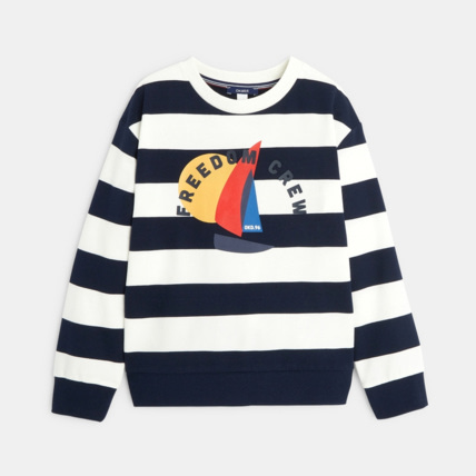 Avis Sweat-shirt rayé et motif bateau à voile bleu garçon OKAIDI 2