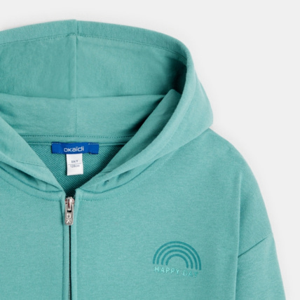 Avis Sweat-shirt à capuche uni vert fille OKAIDI 2
