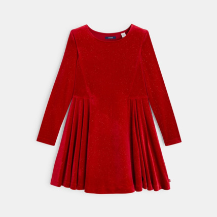 Avis Robe plissée en panne de velours pailleté rouge fille OKAIDI 2