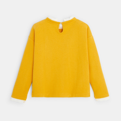 Avis Sweat-shirt à col collerette et motif brodé jaune fille OKAIDI 3
