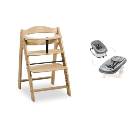 Avis Chaise haute bébé arketa bois naturel avec transat bébé Hauck 1