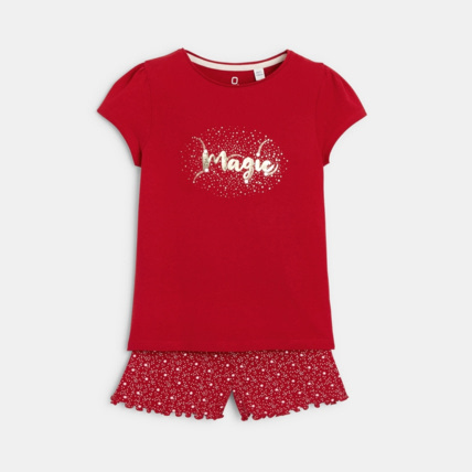 Avis Pyjama-short en jersey 2 pièces rouge fille OKAIDI 1