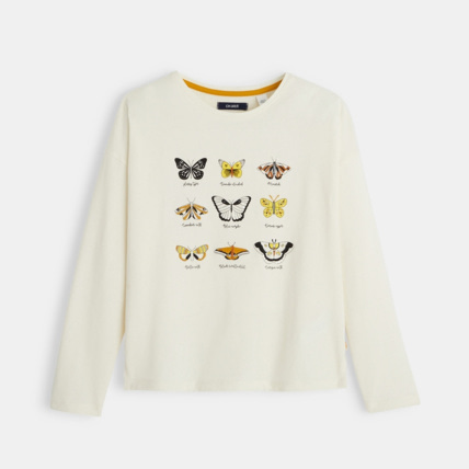 Avis T-shirt manches longues motif herbier jaune fille OKAIDI 1