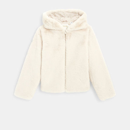Avis Manteau-pull fausse fourrure à capuche beige fille OKAIDI 1