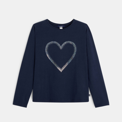 Avis T-shirt à motif en sequins bleu fille OKAIDI 2
