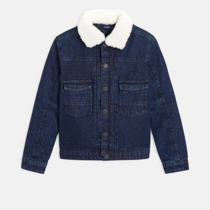 Avis Blouson en jean à col moumoute bleu garçon OKAIDI 1