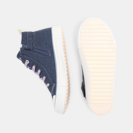 Avis Baskets mid toile à lacets fleurs bleues fille OKAIDI 3