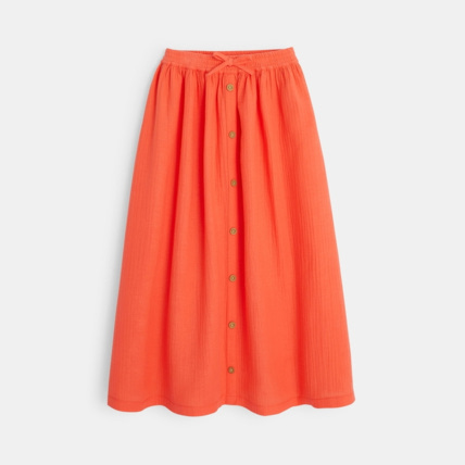 Avis Jupe longue en double gaze de coton orange fille OKAIDI 1