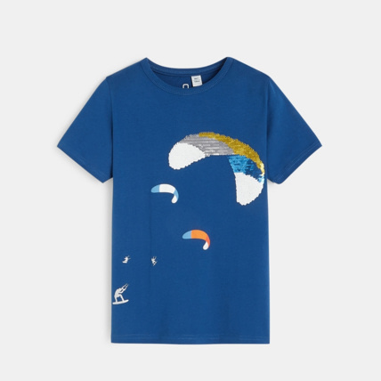Avis T-shirt à sequins magiques bleu garçon OKAIDI 1