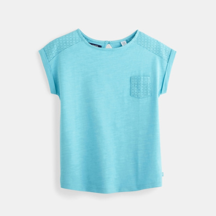 Avis T-shirt détail ajouré bleu fille OKAIDI 1