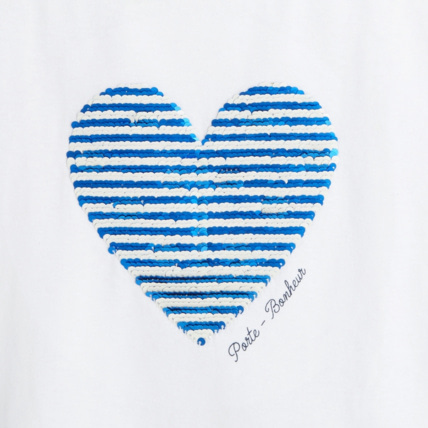 Avis T-shirt à sequins magiques Motif Coccinelle bleu fille OKAIDI 3