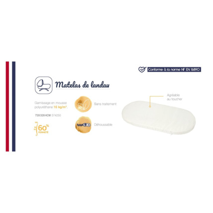 Avis Matelas de landau déhoussable - 32x72cm  CANDIDE 3
