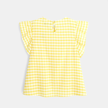 Avis Blouse à carreaux et manches volantées jaune fille OKAIDI 2