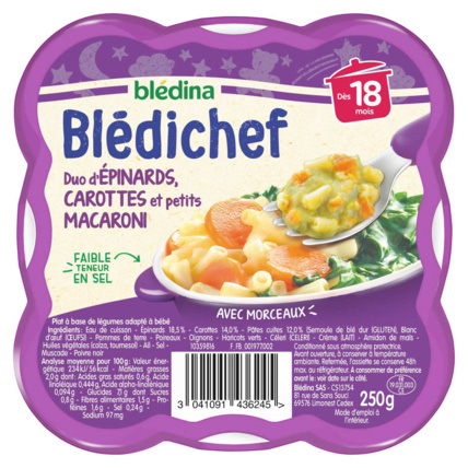 Avis BLEDICHEF Duo d'épinards, carottes et petits macaroni Blédina 1