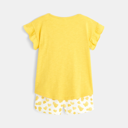Avis Pyjashort bimatière zèbres et coeurs jaune fille OKAIDI 4
