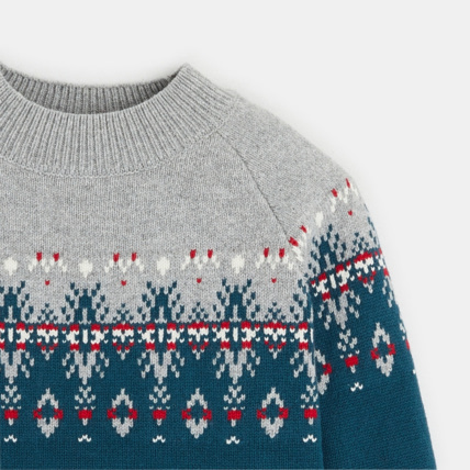 Avis Pull en jacquard scandinave vert garçon OKAIDI 3
