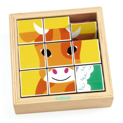 Avis 9 cubes puzzle en bois Animoroll DJECO 1