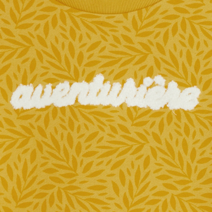 Avis Sweat-shirt imprimé à message "Aventurière" jaune fille OKAIDI 3