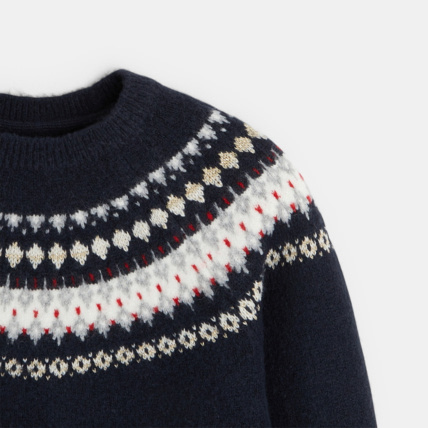 Avis Pull scandinave motif jacquard bleu fille OKAIDI 3