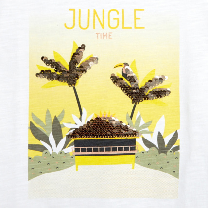 Avis T-shirt sequins magiques palmiers jaune fille OKAIDI 2